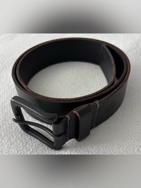 Timberland Black Leather Belt with Matte Buckle, Size 36